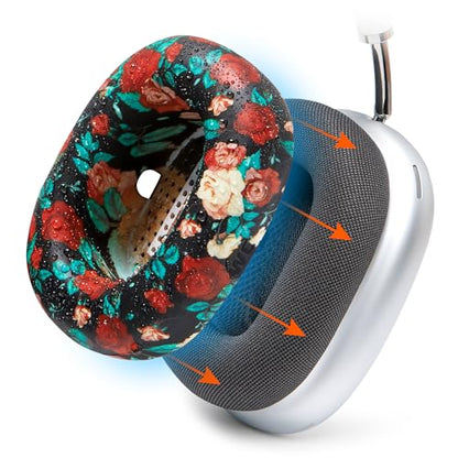 WC SweatZ Max - Patented Silicone Sweat Covers for AirPods Max 1 | Made by Wicked Cushions | (Does Not Fit AirPods Max 2). Sweatproof, Full Earpad Protection | Black Floral - color: Black Floral