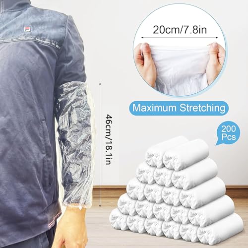 Disposable Oversleeves Covers, 200PCS Plastic Arm Sleeves Covers for Painting Repairing Cleaning Tattooing - Clear - color: Transparent