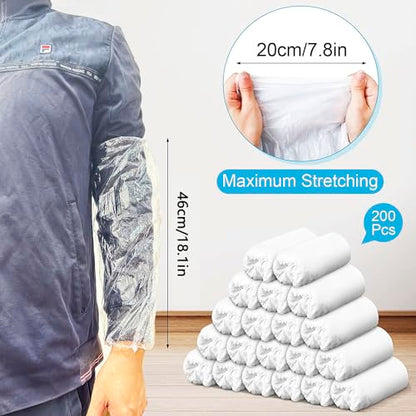 Disposable Oversleeves Covers, 200PCS Plastic Arm Sleeves Covers for Painting Repairing Cleaning Tattooing - Clear - color: Transparent