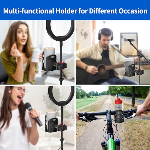 Adjustable Mic Stand Drink Holder with 360° Rotate Microphone Stand Cup Holder - Universal Water Bottle Holder Clamp On Cup Holder for Mic Stand, Music or Drum Stands to Holds Cups, 1 Pack - size: 1 Pack
