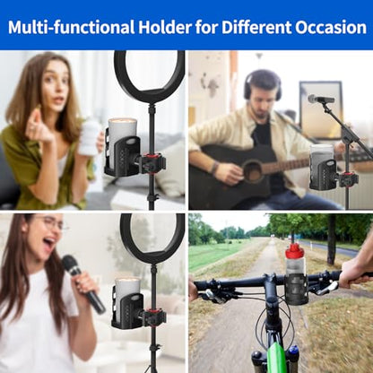 Adjustable Mic Stand Drink Holder with 360° Rotate Microphone Stand Cup Holder - Universal Water Bottle Holder Clamp On Cup Holder for Mic Stand, Music or Drum Stands to Holds Cups, 1 Pack - size: 1 Pack