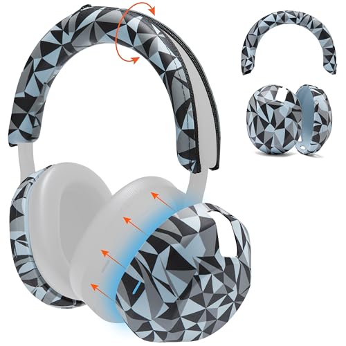 WC ShellZ XM5 - Exterior Shell & Headband Covers for Sony WH1000XM5 | Made by Wicked Cushions | Protective, Made with Premium Silicone | Geo Grey - color: Geo Grey