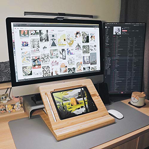 Tablet Desktop Stand Height Adjustable,Foldable Bamboo Drawing Ipad Holder,Multi-Angle Portable Stand Organizer,Compatible with 12.9 inch ipad pro 3rd/4th Gen - size: B