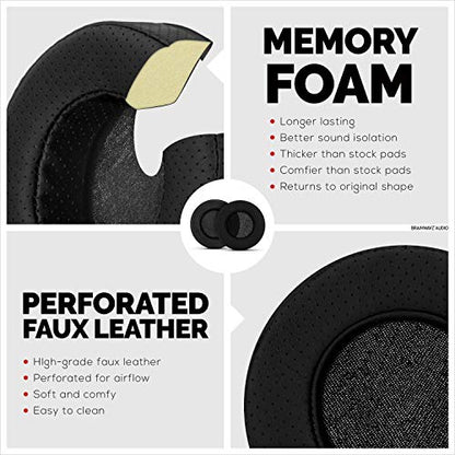 Brainwavz Round Memory Foam Earpads - Suitable Many Large Headphones - SteelSeries, HD668B, ATH, AKG K553, HifiMan, ATH, Philips, Fostex, Sony Ear Pad & More (Perforated Black) - color: Black