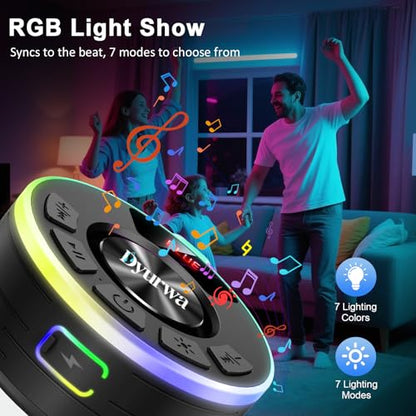 Bluetooth Shower Speaker, Waterproof Shower Speaker Bluetooth 5.3 Loud Clear Sound with Suction Cup, RGB Lights/Digital Display/Hands-Free Call, IPX7 Bathroom Speaker for Outdoor/Pool/Beach/Party/Gift
