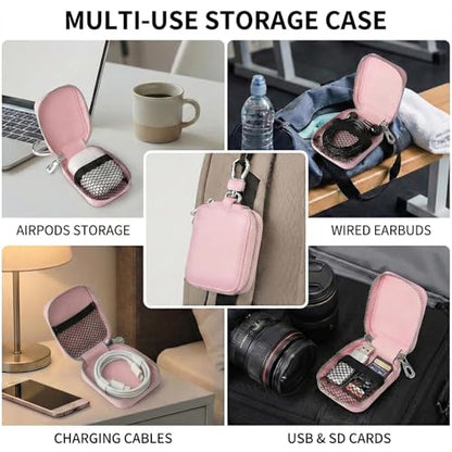 1 Pack Earbud Case Pouch, Headphone Carrying Case, Black | PU Leather Organizer Bag with Keychain, for Earphones, USB Cables, Chargers, Coins, SD Cards, Flash Drives - color: A2-Black