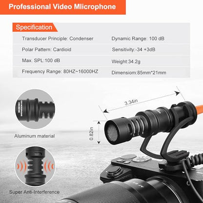 COMICA CVM-VM10II Universal Shotgun Microphone for Camera, iPhone, Android - color: Black