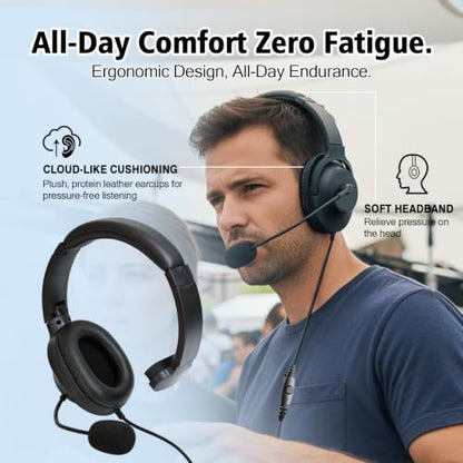 Over The Ear Headset Single Ear Headphone with PTT Mic Earpiece for Motorola APX900 APX1000 APX4000 APX6000 APX7000 APX8000 XPR6100 XPR6350 XPR6550 XPR7350e XPR7550 XPR7550e XPR7580 Radios