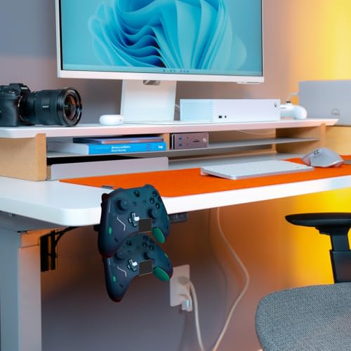 G+ Life Under Desk Metal Game Controller Headphone Hanger Holder Mount - Adjustable Gamepad Hook Stand for Xbox, PlayStation PS4, Nintendo Switch, PC Videogame, Steam, DualShock, SteelSeries (Black)