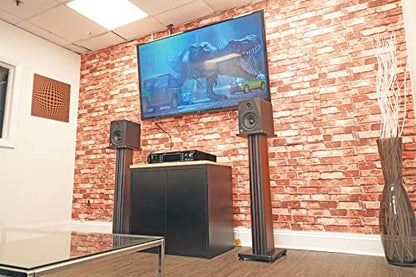 Rockville SS36D Dark Wood Grain 36" Solid Home Speaker Stands Pair, 100 Lbs | Solid MDF Wood, Not Hollow, Isolation Pads, Brass and Rubber Spikes, 2 Top Platform Sizes, No Sand Needed, Cable Management - color: Dark Wood