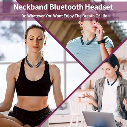 Neckband Bluetooth Headphones, 24H Battery with Auto-Retractable in-Ear Earbuds, HiFi Stereo Sound & Hybrid Active Noise Cancelling for Sports, Gym, Running, Workout, Hands-Free Calling - color: Silver
