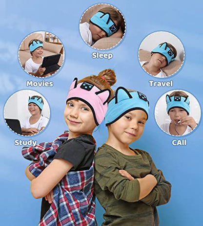 KIDSBAND Kids Headphones Bluetooth Headband Adjustable, Wireless Sleep Headphones for Kids with Wired Playback 3.5 MM Jack for Teens/Boys/Girls/Smartphones/School/Kindle/Airplane Travel/Plane/Tablet - color: Blue