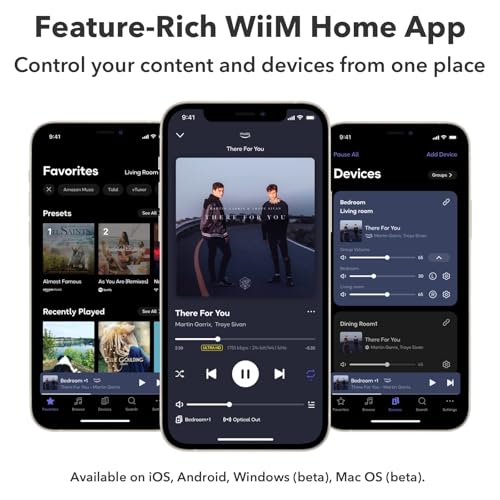 WiiM Mini AirPlay 2 Wireless Audio Streamer, Multiroom Stereo, Preamplifier, Works with Alexa and Siri Voice Assistants, Stream Hi-Res Audio from Amazon Music, Tidal and More