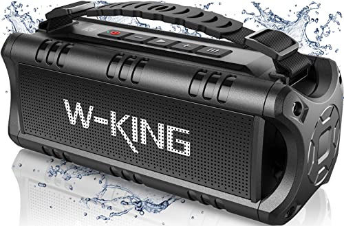 W-KING Portable Bluetooth Speaker Loud Wireless 60W Peak Waterproof Outdoor | IPX6 Rugged Floating Shower Boombox, 24H Playtime, EQ, 2 Pair, AUX TF USB Playback, 30W Powerful Bass for Party Camping Pool