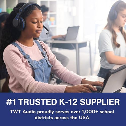 TWT Audio Classroom Headphones – Duro 203 Over-Ear Wired Headset For School, Students, Teachers, Durable Noise Reducing USB-C For Kids, Testing & Learning - size: 1 Pack - TW203
