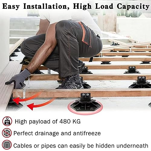 24Pack Adjustable Plastic Pedestal Paver,Floor Slate Support Floor Lift,Deck Support Floor Raising (Unilateral keel Slot) - size: Unilateral keel slot