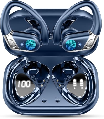 Wireless Earbuds, Bluetooth 5.4 Headphones Sport, 75H Deep Bass Sound Over Ear Buds with 4 ENC Noise Cancelling Mic, Dual LED Display, IP7 Waterproof Earphones with Earhook for Workout/Running/Gym | Sport, Over Ear Buds, 4 ENC Noise Cancelling Mic, Dual L