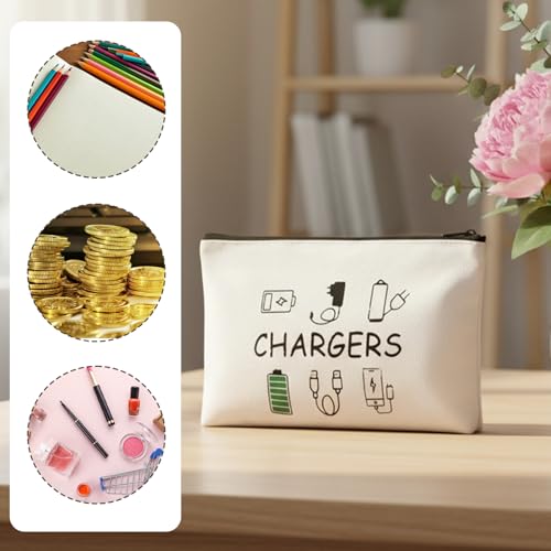 Charger Makeup Bag Charging Cable Organizer Bag Chargers Makeup Bags Zipper Pouch Cosmetic Bags Funny Toiletry Organizer Pouch Travel Gifts for Women Traveler Charging Cord Themed Accessories