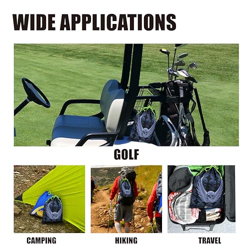 SANDIAN, Golf Shoes Pouch Bag, Waterproof Packing Storage Bag, Drawstring Rope Closures, Sublimation Dye Prints, Durable PU Coatings, Weather Resistant, Large Capacity, Carabiner Included (SP82)