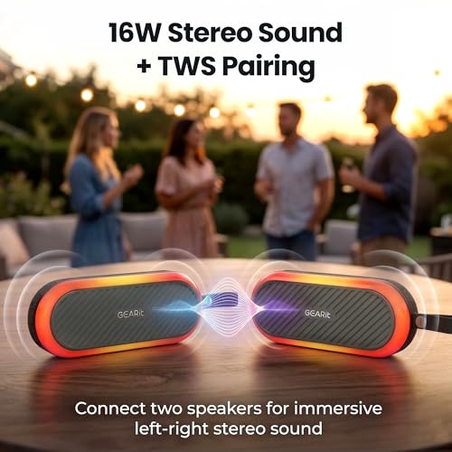 GEARit Golf Cart Speaker, Magnetic Bluetooth Speaker, 16W IPX6 Waterproof | Strong magnet mount + detachable strap, 16W audio, TWS stereo pairing, hands-free mic, RGB lights for golf, camping, pool - size: Golf SoundBrick - 16W