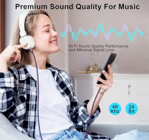 3.5mm Audio Cable,5FT 2Pack Aux Cord 3.5 mm Male to Male Car Stereo Jack Cord TRS Auxiliary Audio Cable Hi-Fi Sound Headphone Braided Cable for Samsung, iPhone,iPad,Home Stereos,Speakers,Tablets