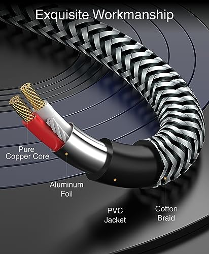 BlueRigger 3.5mm to RCA Audio Cable (25FT, RCA Male to Aux Audio, Braided, Headphone Jack Adapter, Metal Shell) - for Phones, Amplifiers, Tablets, Home Theater, Speakers, HDTV - size: 25FT, style: Regular