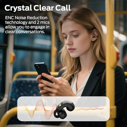Monster AC228 Open Ear Headphones, 24-Hour Battery Life, IPX5 Water Resistant, Bluetooth 6.0, All-Day Comfort Fit, Wireless Clip on Earbuds Running & Cycling