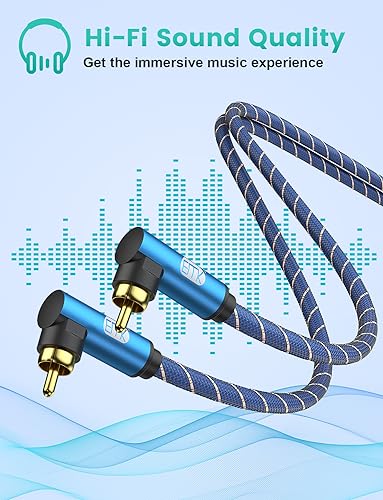 EMK 90 Degree to 90 Degree Subwoofer Cable RCA Cable Male to Male Digital Coaxial Audio Cable for Subwoofer, TV, Sound Bars, Amplifier,Speaker(5FT/1.5M) - size: 5FT/1.5M, style: 90 Degree to 90 Degree