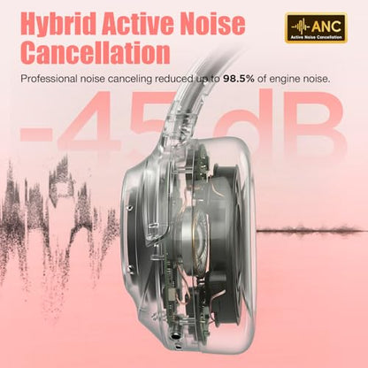 Upgraded Pro‑level Hybrid Active Noise Cancelling Headphones, HD Sound & Big Bass, 2X Softer Comfort, Long ANC Playtime, Wireless Over-Ear Bluetooth Headphones Perfect for Home Office|Travel|Pair - color: Pink