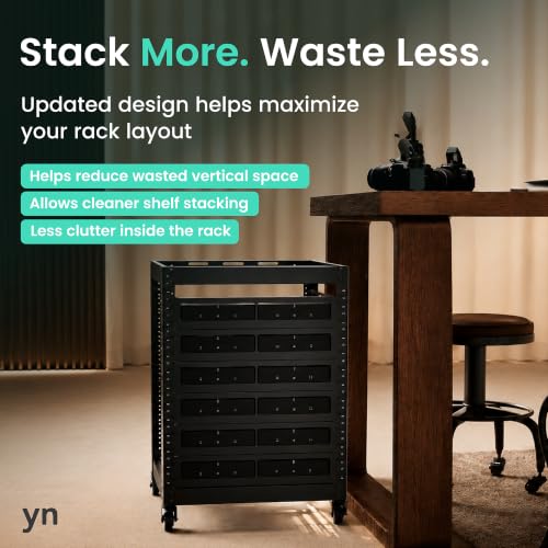 ynVISION.DESIGN 2U Rack Mount Shelf for Sonos Amps, 11" Deep, 2 Pack | holds 2 amps, 11in deep, fits 19in AV, audio, and server racks, vented with cable management, custom fit, rear support bar - size: 2 Pack