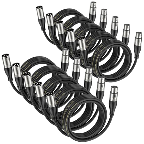 EBXYA XLR Cable 2ft 10 Packs Microphone Cable with 3-Pin XLR Male to Female | Balanced, Professional Shielded, for Mic, Mixer, Speaker Systems, Radio Station and Podcast, Black - color: Black, size: 2 Feet-10 Pack