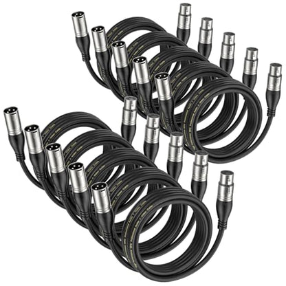 XLR Cable 10ft 10 Packs Microphone Cable with 3-Pin XLR Male to Female | Balanced, Professional Shielded, for Mic, Mixer, Speaker Systems, Radio Station and Podcast, Black - color: Black, size: 10 Feet-10 Pack