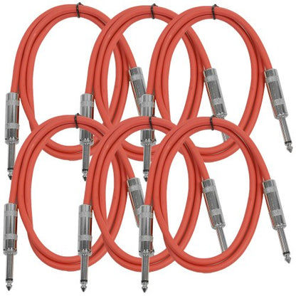 Seismic Audio SASTSX-3Red-6PK 3-Feet TS 1/4-Inch Guitar, Instrument, or Patch Cable, Red - color: Red, size: 3 Foot