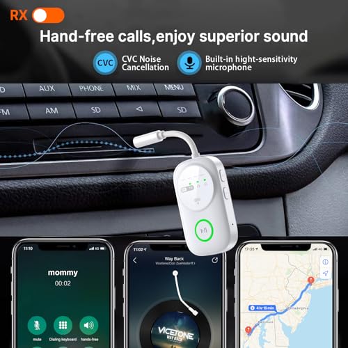 Bluetooth 5.4 Transmitter Receiver for 2 AirPods/Headphones, 2-in-1 Wireless Adapter with Microphone, Audio Adapter with 3.5mm Audio Jack, Suitable for Airplane, Car, TV, PC, Home Stereo - color: White