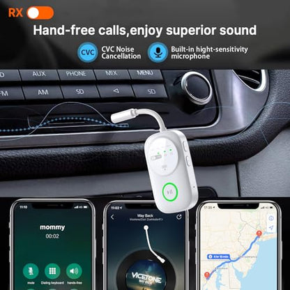 Bluetooth 5.4 Transmitter Receiver for 2 AirPods/Headphones, 2-in-1 Wireless Adapter with Microphone, Audio Adapter with 3.5mm Audio Jack, Suitable for Airplane, Car, TV, PC, Home Stereo - color: White