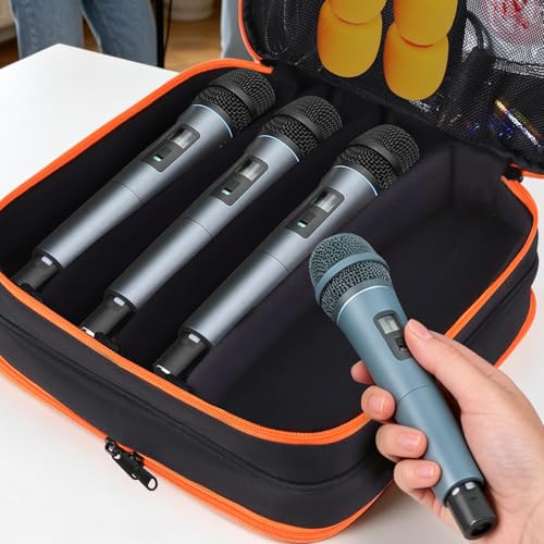 Wireless Microphone Carrying Case,8 Slots Mic Storage Bag