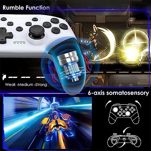 Switch Controller, Wireless Switch Controller for Switch/Switch Lite/Switch OLED, Extra Switch Controller with Paddles, Programmable Switch Remote Control with Back Buttons,Wake-up,Turbo-White - color: White+Black