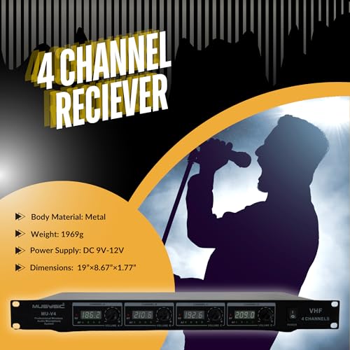 Professional VHF Wireless Microphones, Handheld & Lavalier Mic System - size: 2 Handheld + 2 Lavalier