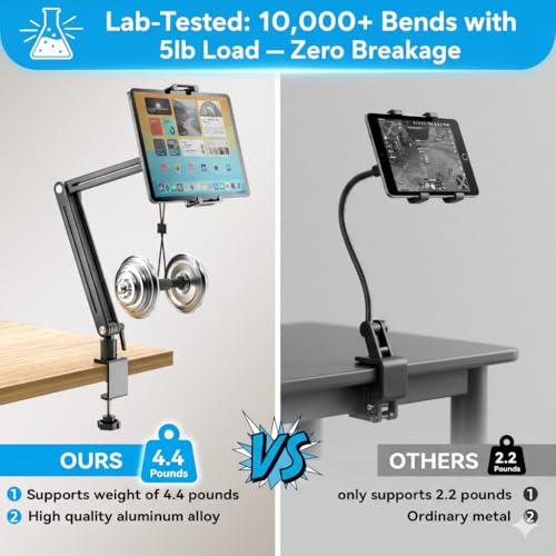 Portable Monitor Arm Mount Holder Screen Stand 18.5" 360° Rotating Base | Solid Aluminum,Tool-Free Tilt,No Sagging,Zero Plastic Joints,Hybrid Lock,Desk Protection Clamp for WFH Setups & Coding - size: up to 18.5"