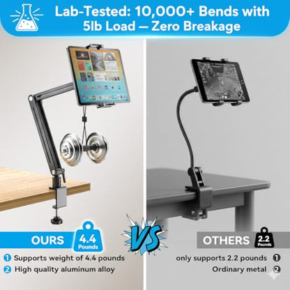 Portable Monitor Arm Mount Holder Screen Stand 18.5" 360° Rotating Base | Solid Aluminum,Tool-Free Tilt,No Sagging,Zero Plastic Joints,Hybrid Lock,Desk Protection Clamp for WFH Setups & Coding - size: up to 18.5"