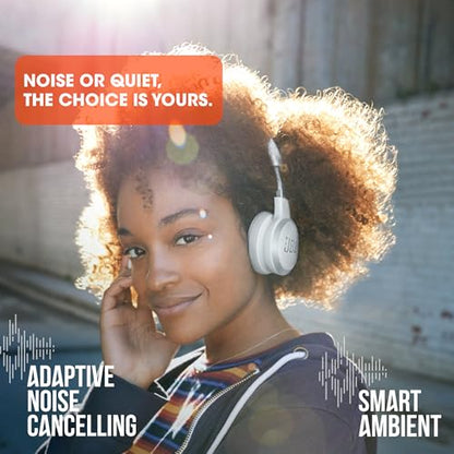 JBL Live 460NC - On-Ear Nc Headphones - White | JBL Signature Sound, Keep the noise out, or in You choose, Get help just by using your voice - color: White