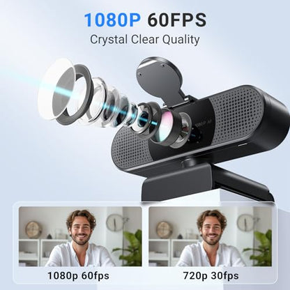 EMEET C960 AF 1080P Webcam for PC, Autofocus, 73° View Angle | Computer Camera w/Privacy Cover and Microphone, Plug and Play USB Webcam for Video Calling/Zoom/Teams/Google Meet - style: 1080P AF