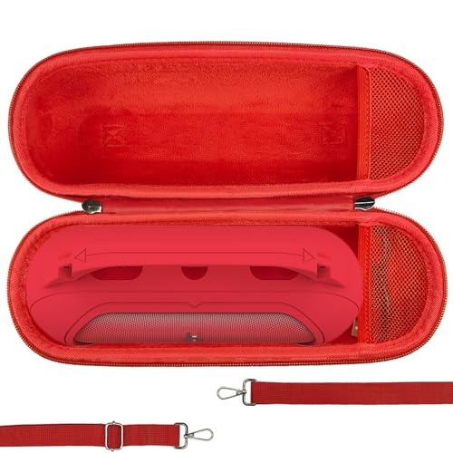 Protective Case for Beats Pill Bluetooth Speaker with Handle | Silicone Cover and Hard Carrying Case for Beats Pill Speaker Accessories with Shoulder Strap (Red) - color: Red