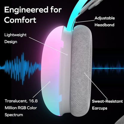 GAME PUNK Nova Light RGB Gaming Headset with Mic – Wired Over-Ear Headphones for PC, Xbox Series X/S, PS5/PS4, Nintendo Switch – USB-A & 3.5mm, Passive Noise Cancelling
