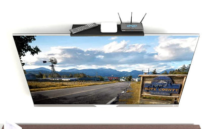 No Drill TV Top Shelf 16.7 inch Wide Monitor Top Mounting Bracket Platform Holds Speaker, AV Receiver, Media Box, Game Console and More, CS106XM - size: 16.7 inch