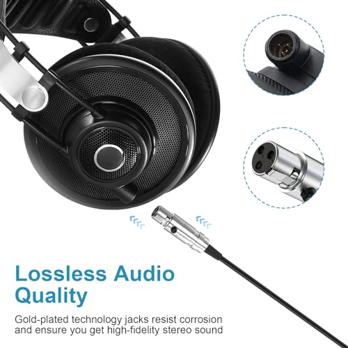 Mini XLR to 3.5mm Replacement Audio Cable for AKG K240 K240S K271 K702 Q701 K712 K141 K171 K181 K267 Headphones & Pioneer HDJ-2000, AUX Stereo Cord