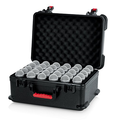 Gator Cases Molded Flight Case to Hold Up to (30) Wired Microphones with TSA Approved Locking Latch, (GTSA-MIC30) - style: (30) Wired Mics