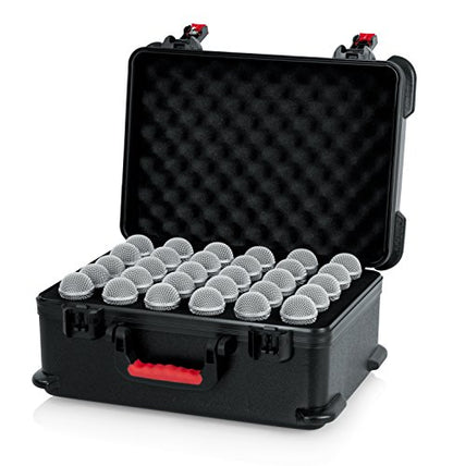 Gator Cases Molded Flight Case to Hold Up to (30) Wired Microphones with TSA Approved Locking Latch, (GTSA-MIC30) - style: (30) Wired Mics
