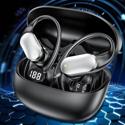 Wireless Earbuds with Earhooks in-Ear Earbuds Bluetooth 5.4 with ENC Noise Cancelling 75Hr Playback IPX7, 2025 Workout Bluetooth Earphones, HiFi Deep Bass Clear Highs Wireless Headphones