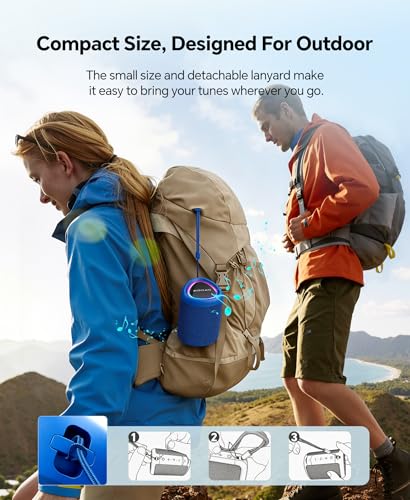 Portable Bluetooth Speaker Beach Essentials: Powerful Crystal Clear Sound/Dynamic Light/IPX5 Waterproof/All Day Playtime/Wireless BT 5.3/TWS Paring, Dad Gifts, Outdoor|Travel|Camping|Pool Accessories | Powerful HD Sound,Dynamic Light,All Day Playtime,Wire